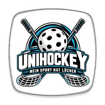 Unihockey Ballnetz Logo - Viereckiger Kühlschrankmagnet - Weiß - Vorne