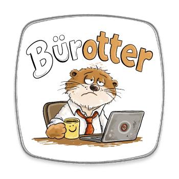 Bürotter Otter Büro Humor Kaffee Arbeit Montag - Viereckiger Kühlschrankmagnet - Weiß - Vorne