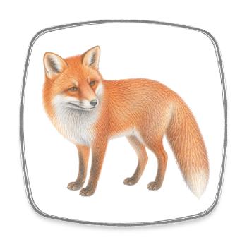 Illustriertes Fuchsblattpastell - Viereckiger Kühlschrankmagnet - Weiß - Vorne