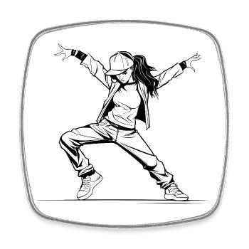 B-Girl Mädchen Zeichnung - Viereckiger Kühlschrankmagnet - Weiß - Vorne