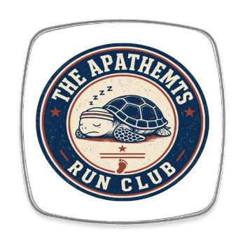 Schlafende Schildkröte Run Club - Viereckiger Kühlschrankmagnet - Weiß - Vorne