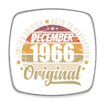 Geboren im Dezember 1966 – Original Vintage-Edition - Viereckiger Kühlschrankmagnet - Weiß - Vorne