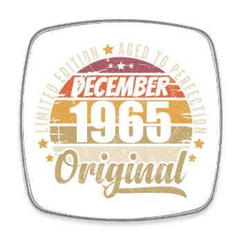 Geboren im Dezember 1965 – Original Vintage-Edition - Viereckiger Kühlschrankmagnet - Weiß - Vorne