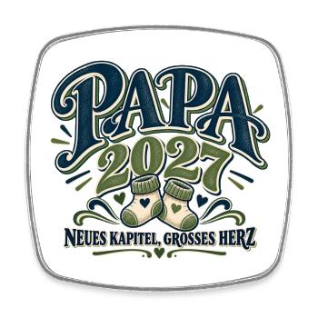 Papa 2027 Neues Kapitel, großes Herz | Werdender  - Viereckiger Kühlschrankmagnet - Weiß - Vorne
