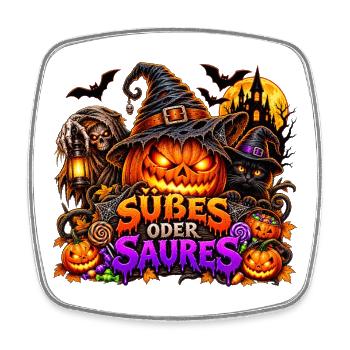 Süßes oder Saures Halloween Kürbis - Viereckiger Kühlschrankmagnet - Weiß - Vorne