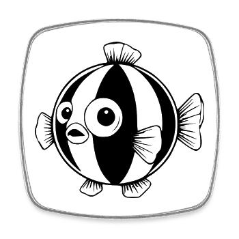 Lustiger Comic Kugelfisch Geschenk  - Viereckiger Kühlschrankmagnet - Weiß - Vorne
