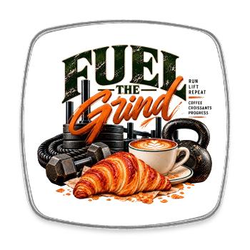 Fuel the Grind – Funktionelle Fitness & Kaffee - Viereckiger Kühlschrankmagnet - Weiß - Vorne
