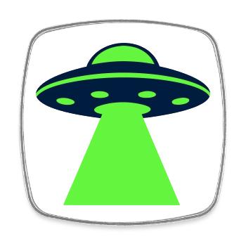 Ufo Alien Raumschiff Grafik - Viereckiger Kühlschrankmagnet - Weiß - Vorne