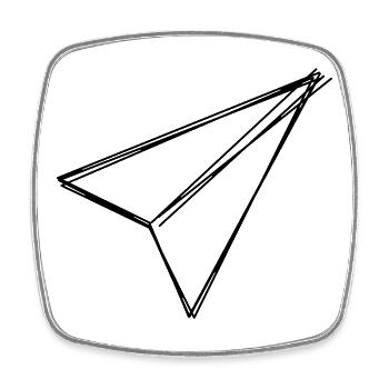 Papierflieger handgezeichnet - Viereckiger Kühlschrankmagnet - Weiß - Vorne