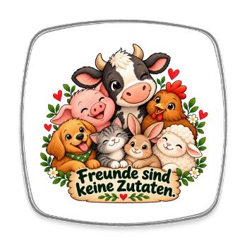 Freunde sind keine Zutaten  - Viereckiger Kühlschrankmagnet - Weiß - Vorne
