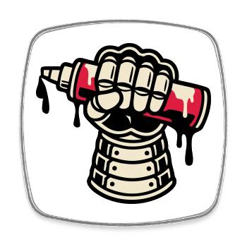 Samurai Ruestung Graffiti Icon - Viereckiger Kühlschrankmagnet - Weiß - Vorne