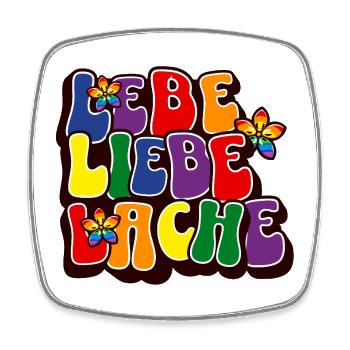 Lebe Liebe Lache Bunt Retro Spruch - Viereckiger Kühlschrankmagnet - Weiß - Vorne