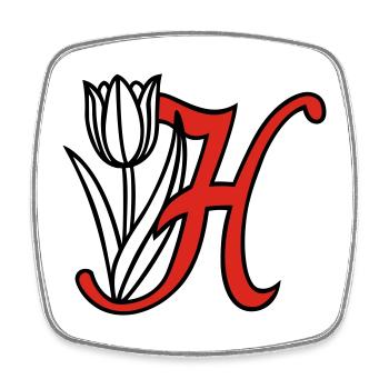 Buchstabe, Initiale, Blume - Viereckiger Kühlschrankmagnet - Weiß - Vorne