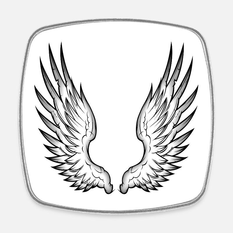 angel wings - Square fridge magnet - white