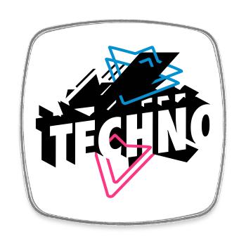 Techno Music - Square fridge magnet - white - Front
