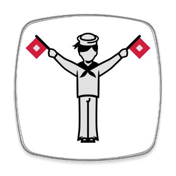 Alphabet U Winker Sailor - Magnet carré - blanc - Devant