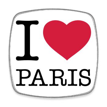I LOVE PARIS - Viereckiger Kühlschrankmagnet - Weiß - Vorne