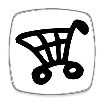 One Color Shopping Cart Design - Square fridge magnet - white - Front