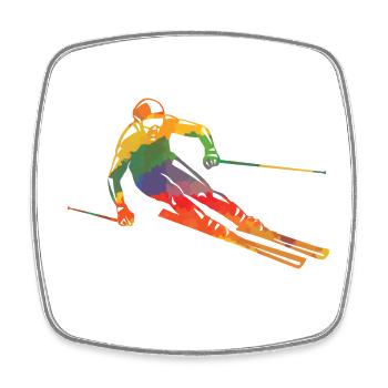 Farbiger Skifahrer - Viereckiger Kühlschrankmagnet - Weiß - Vorne