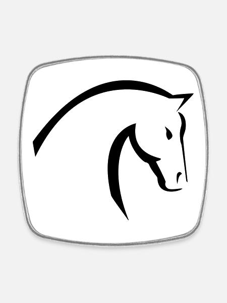 cheval - Magnet carré - blanc