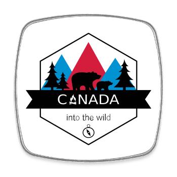 Kanada in die Wildnis mit Bären und Wald - Viereckiger Kühlschrankmagnet - Weiß - Vorne