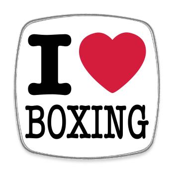 j'aime la boxe / I love boîtes - Magnet carré - blanc - Devant