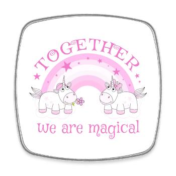 Licorne amour arc-en-ciel ensemble, nous sommes magiques - Magnet carré - blanc - Devant