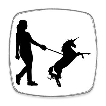 Promenade de la licorne - Licornes, Animal, Cadeau - Magnet carré - blanc - Devant