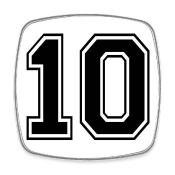 Numéro 10 - Magnet carré - blanc - Devant