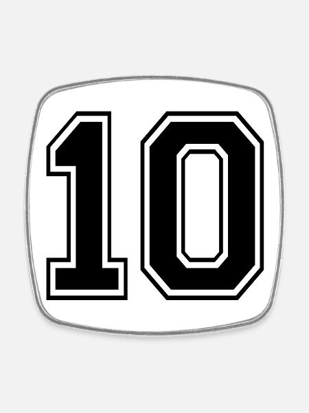 Numéro 10 - Magnet carré - blanc