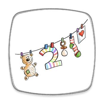 Zweiter Geburtstag - Bin schon zwei - Geschenk - Viereckiger Kühlschrankmagnet - Weiß - Vorne