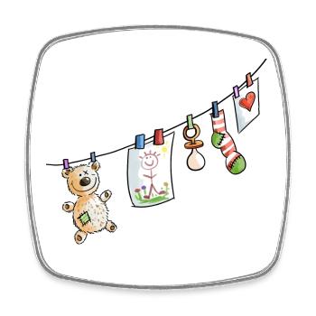Vêtements de bébé ligne - bébé - sucettes - Jouets - Magnet carré - blanc - Devant