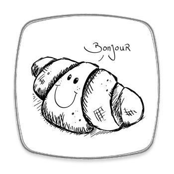croissant Bonjour - Magnet carré - blanc - Devant