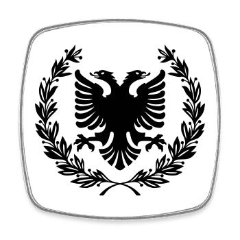 Shqipe Wreath – Albania Laurel Double Head Eagle - Square fridge magnet - white - Front