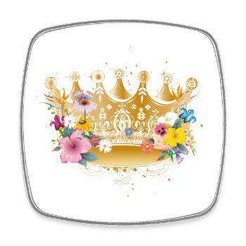 goldene Krone mit Blumen - Viereckiger Kühlschrankmagnet - Weiß - Vorne