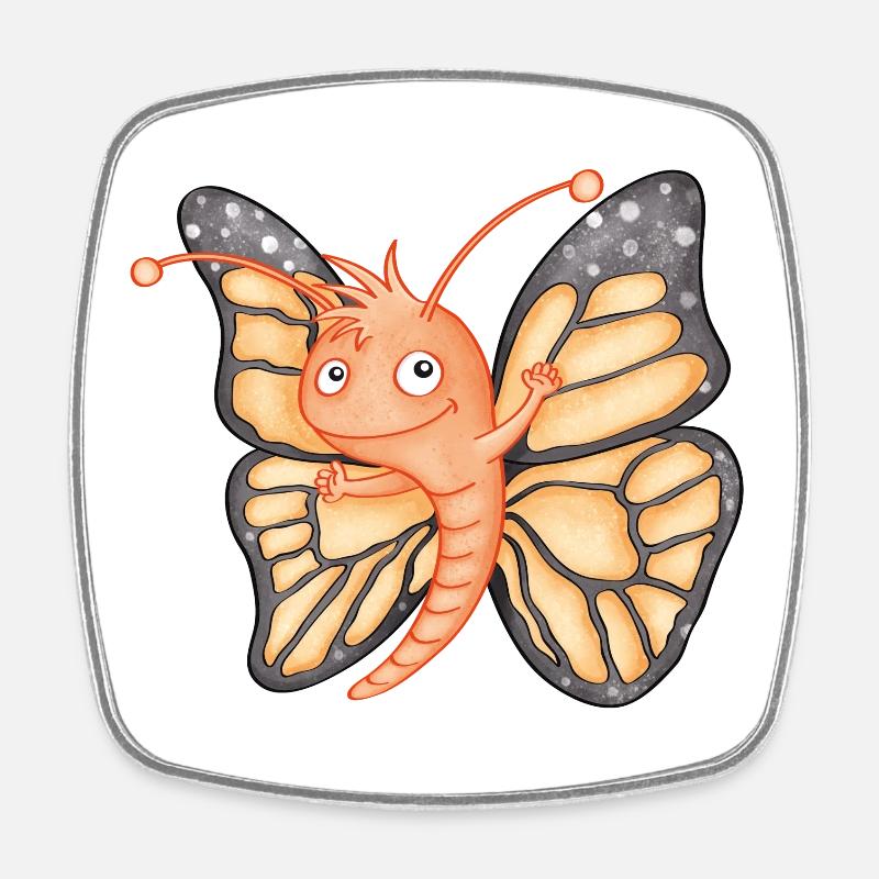kleiner Schmetterling - Viereckiger Kühlschrankmagnet - Weiß