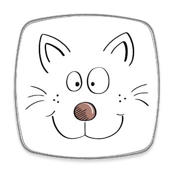 Funny cats face - cartoon cat - Square fridge magnet - white - Front