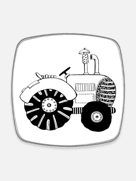 Tracteur chic - tracteur - tracteur - Bulldog - Magnet carré - blanc