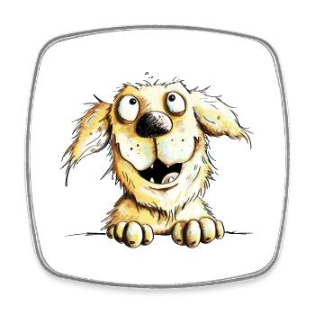 Heureux chien Golden Retriever - Magnet carré - blanc - Devant