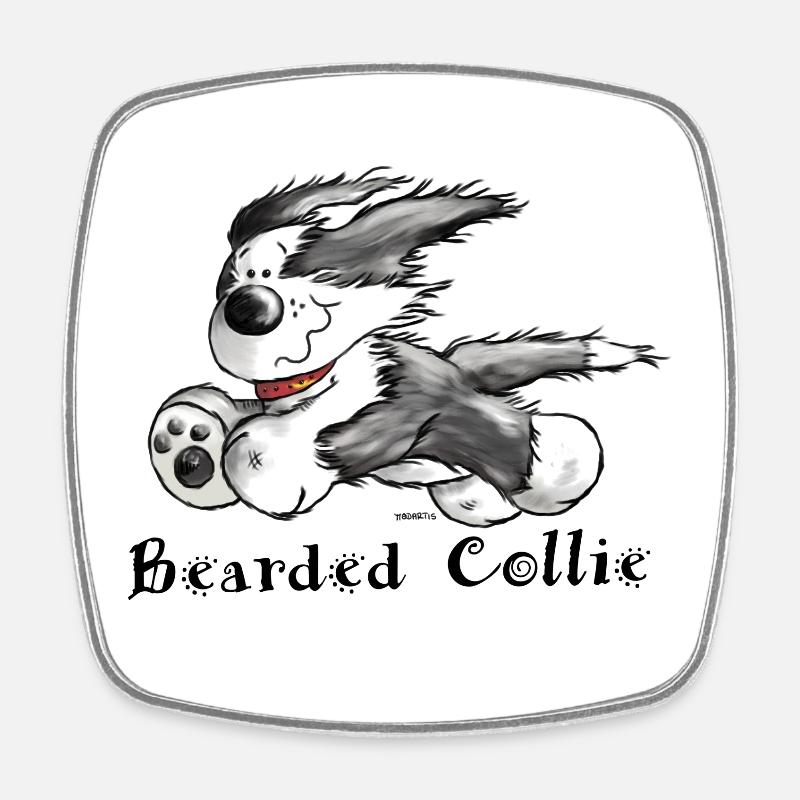Bearded Collie - Square fridge magnet - white