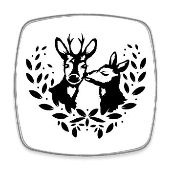 Reh und Rehbock - Viereckiger Kühlschrankmagnet - Weiß - Vorne