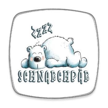 Lustiger Schnarchbär I Eisbär I Bären Geschenk - Viereckiger Kühlschrankmagnet - Weiß - Vorne