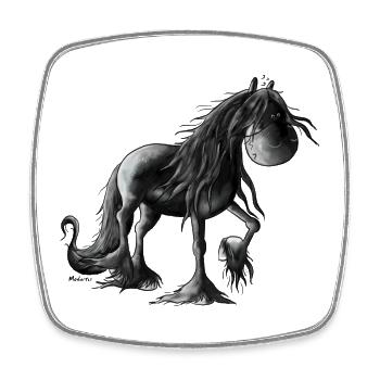 Black Pearl - Friesian Horse - Friese - Pferd - Viereckiger Kühlschrankmagnet - Weiß - Vorne
