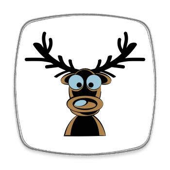 Rudolf das Rentier Cartoonmotiv - Viereckiger Kühlschrankmagnet - Weiß - Vorne