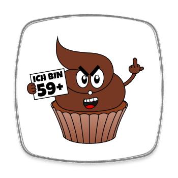 60. Geburtstag - Ich bin 59 + 1 - Kackcake - Viereckiger Kühlschrankmagnet - Weiß - Vorne