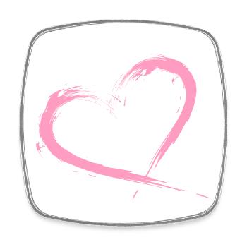 Heart brush pink vector graphic - Square fridge magnet - white - Front