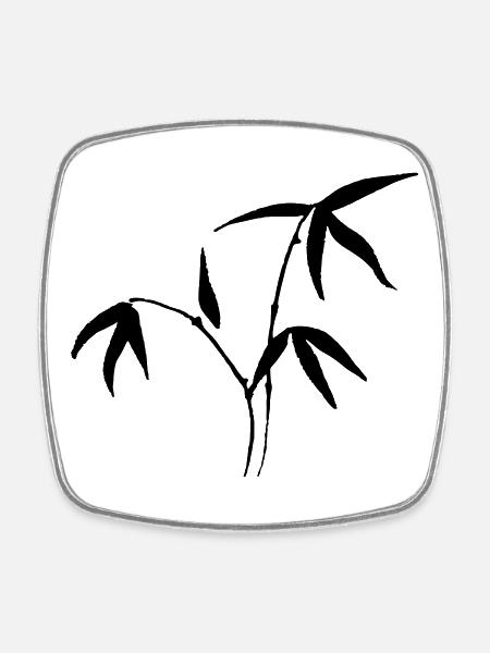 bamboo - Square fridge magnet - white