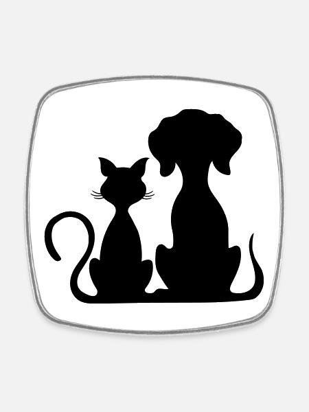 hund und katze - Viereckiger Kühlschrankmagnet - Weiß