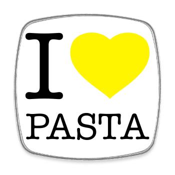 I LOVE PASTA Makkaroni Nudeln - Viereckiger Kühlschrankmagnet - Weiß - Vorne
