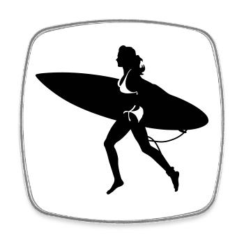 surfing girl - Square fridge magnet - white - Front